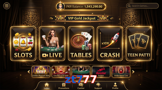 Main screen of Zt777 casino page for PK players